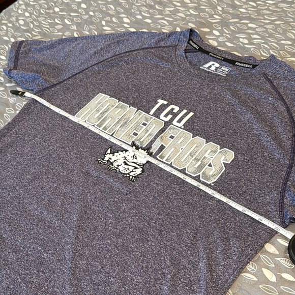 RUSSELL ATHLETIC TCU Horned Frogs Men’s Heathered Purple Dri-Fit Shirt, Medium - Picture 6 of 9